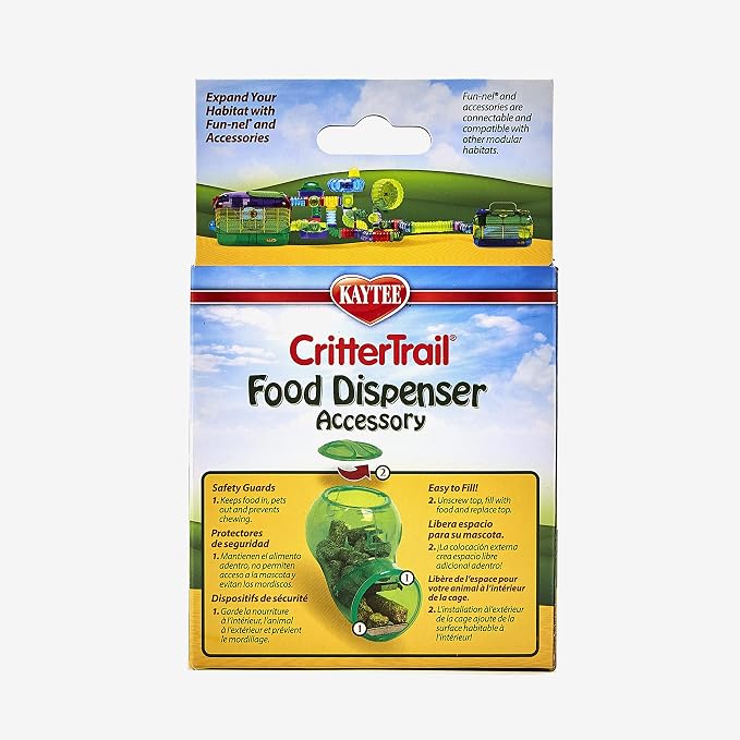 Kaytee CritterTrail Fun-nel Habitat Food Dispenser for Pet Hamsters, Gerbils, or Mice (Color May Vary) (Pack of 2)