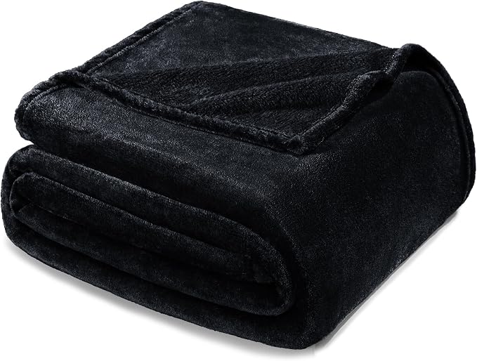 Exclusivo Mezcla Soft Large Fleece Throw Blanket for Couch, Black | 50x70 Inches, Double-Sided Brushed Flannel, Lightweight Plush Cozy Blanket for Home Decor, All Season, Machine Washable
