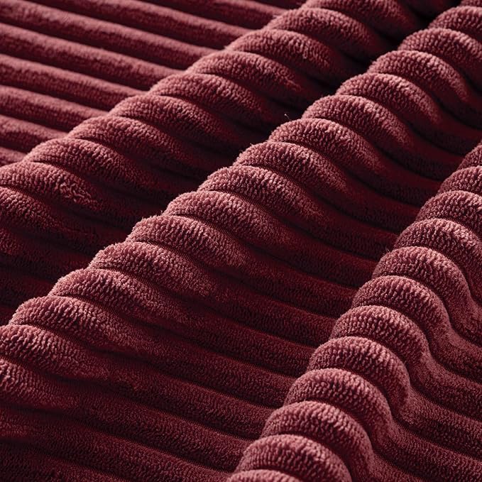 MIULEE Soft Corduroy Decorative Throw Pillow Covers Burgundy 18x18 | Set of 4, Mordern Nordic Christmas Decor, All Same Color Set, Boho Farmhouse Cushion Covers for Couch Bed Sofa Living Room