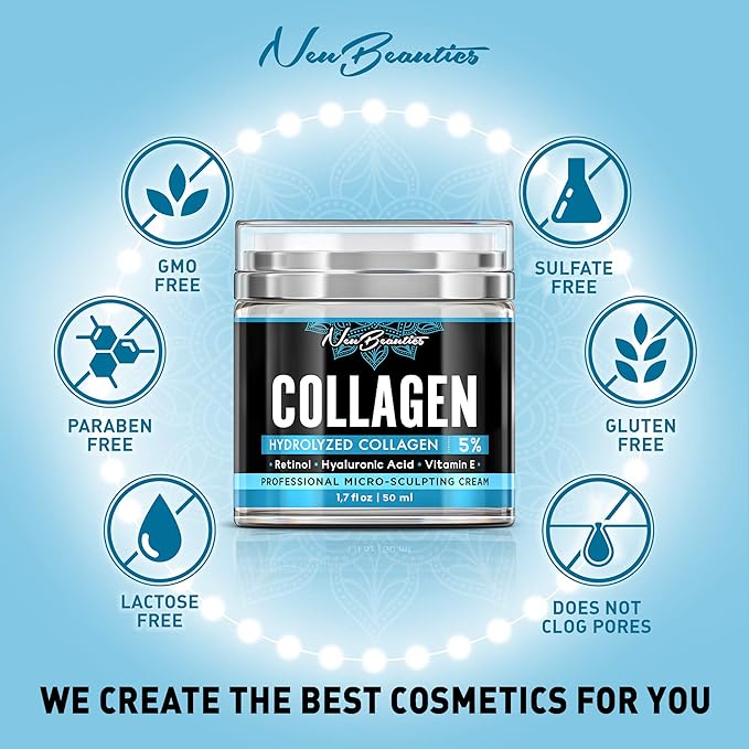 Neubeautics Collagen Cream For Face - Anti Aging Night Women Made In USA Wrinkle With Retinol Hyaluronic Acid Firming & Hydrating Effect Facial Cream, 50 ml (Neubeautics)