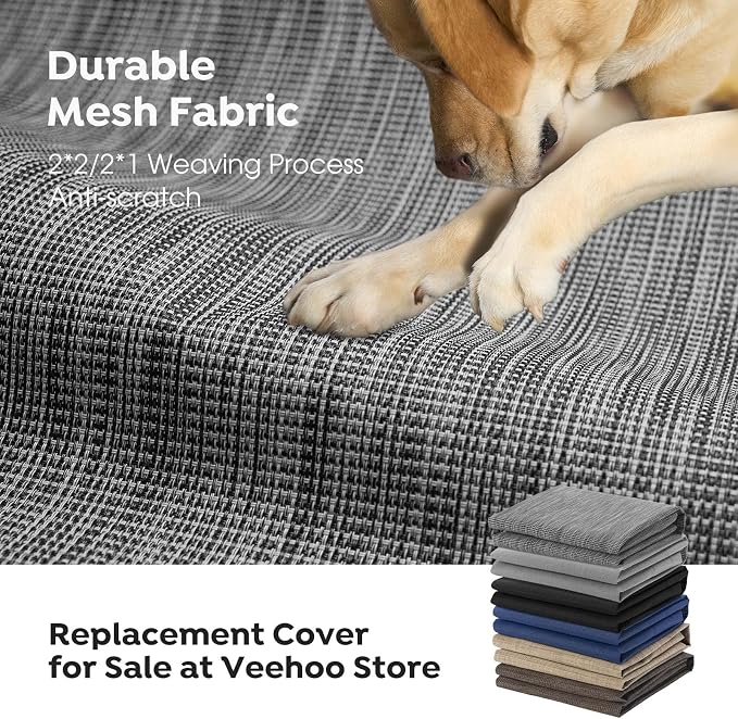Veehoo Outdoor Elevated Dog Bed Large Sized Dogs, Cooling Raised Dog Cots | Off-ground training platform, portable camping hammock, breathable mesh, easy to clean, no-tool setup, 53"x37", Black Silver