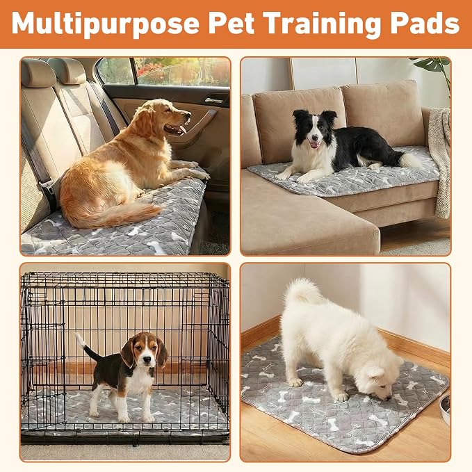Puppy Pee Pads with Pheromones,Forever Pad,Washable Pee Pads for Dogs,Reusable Dog Pee Pads,Waterproof and Leak-Proof,Non-Slip Base Training Pad Suitable for Home(Brown Bones,S:23.6*15.7in)