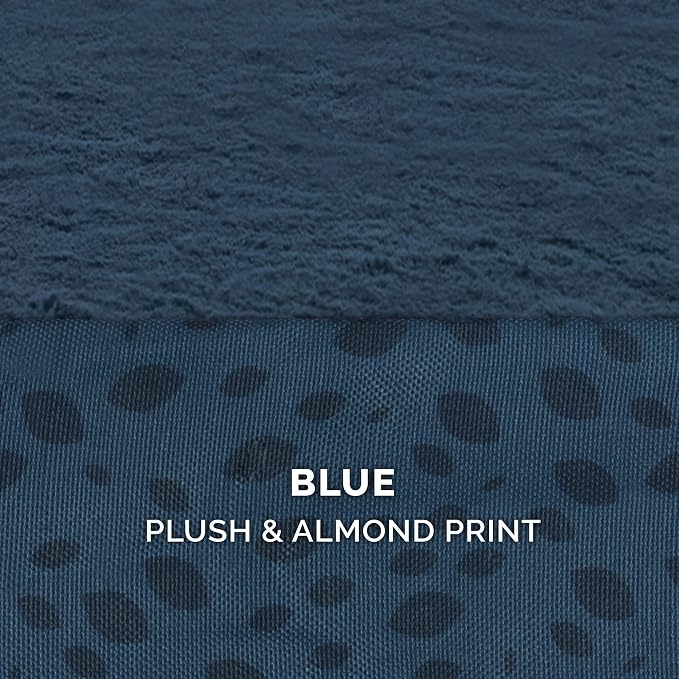 Furhaven Memory Foam Dog Bed for Large Dogs w/ Removable Bolsters & Washable Cover, For Dogs Up to 125 lbs - Plush & Almond Print L Shaped Chaise - Blue Almonds, Jumbo Plus/XXL