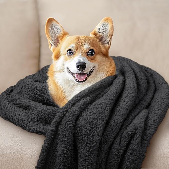 1 Pack 3 Calming Blankets Fluffy Premium Fleece Pet Blanket Soft Sherpa Throw for Dog Puppy Cat Black Small (23”x16'') | Fluffy Throw Blanket Washeble for Crate Bed Couch Indoor. Cozy Pet Blanket, Puppy Essentials Dog gift,Black,Small