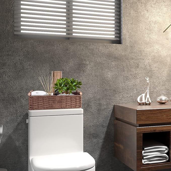 Basket for Toilet Paper Storage Baskets for Bathroom Decor Organizing | with Handle for Bedroom Home Decor and Shelves Apartment Countertop Use,Brown
