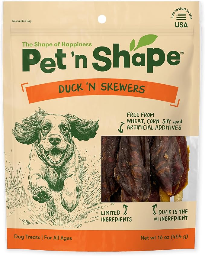 Pet 'n Shape Chik 'n Skewers – Natural Duck Wrapped Rawhide Chew Dog Treats - 1 Pound