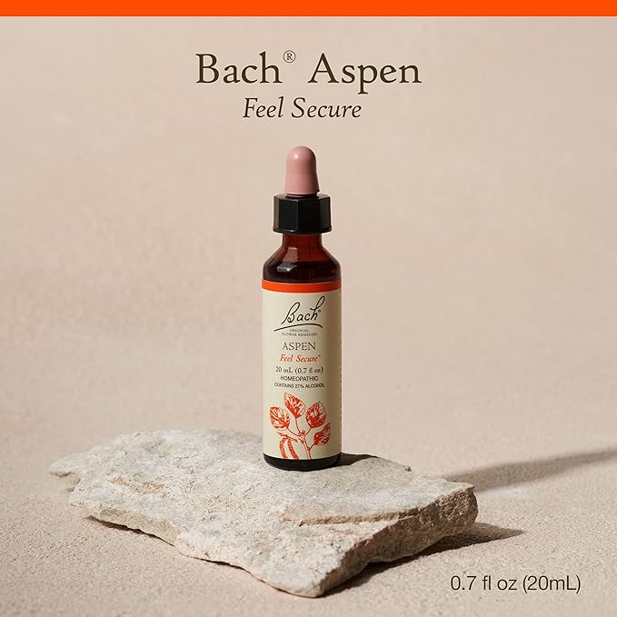 Bach Original Flower Remedies, Aspen - Feel Secure - Natural Homeopathic Flower Essence for Emotional Balance - Vegan, Gluten Free, Sugar Free - 20mL Dropper