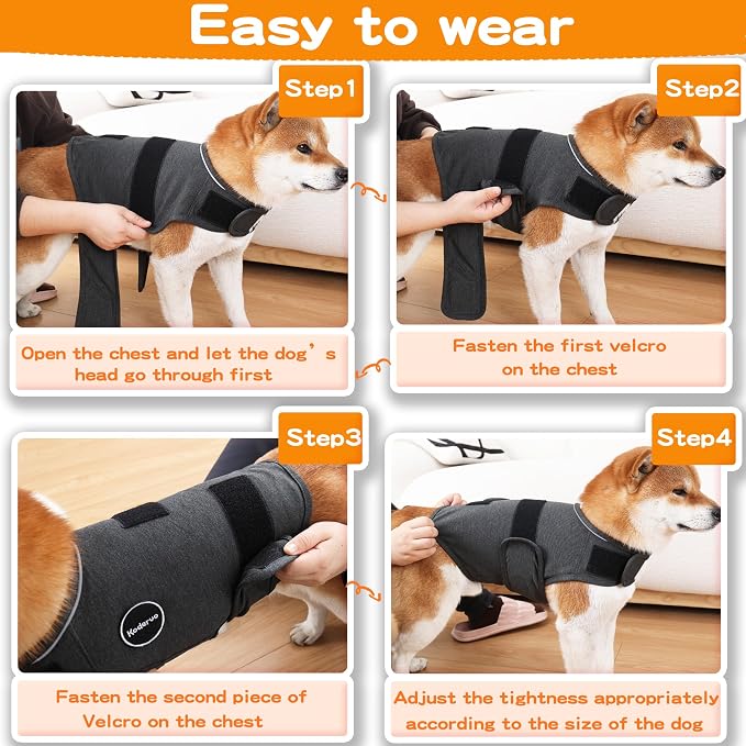 Dog Anxiety Jacket, Skin-Friendly Dog Calming Shirt - Dog Coat for Thunder, Fireworks, Vet Visits and Separation - Keep Pet Calm Without Medicine & Training, Anti Anxiety Vest for Dogs