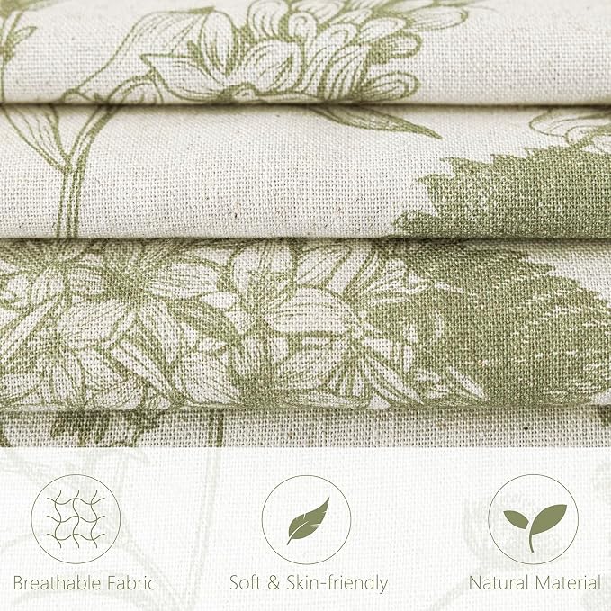 Foindtower Set of 2 Linen Floral Throw Pillow Covers Vintage Accent Print Decorative Cozy Cushion Covers Farmhouse Boho Home Decor for Sofa Chair Couch Bedroom Living Room,20×20 Inch,Light Green