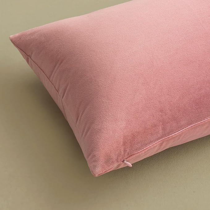 MIULEE Velvet Throw Pillow Covers 16x16 Inch Pack of 2 Dusty Pink | Soft Solid Small Decorative Pillow Covers, Modern Luxury Home Decor, for Couch Chair Sofa Bedroom Livingroom Car