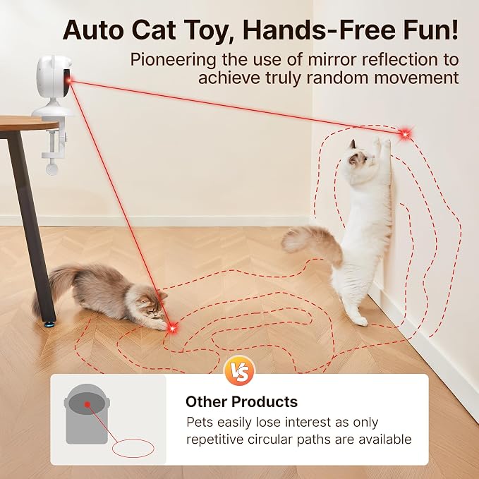 Potaroma Smart Sensor Cat Laser Toys Interactive, Motion Activated Truly Random Trjajectory, Clamp Design, Automatic Chargeable Kitten Toy Indoor Exercise, Cream White | Motion Activated Truly Random Trjajectory, Clamp Design, Automatic Chargeable Kitt...