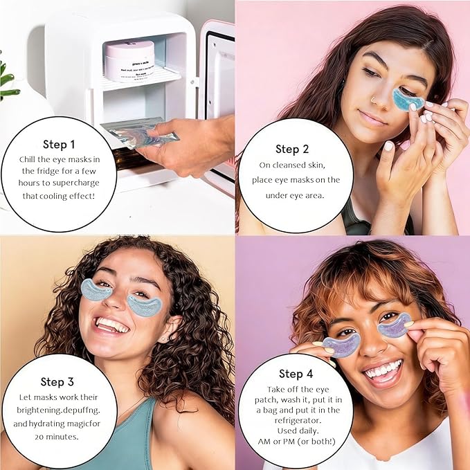 Reusable Under Eye Patches - 8PCS Hot & Cold Gel Eye Pads/Ice Pack for Puffy Eyes, Dark Circles & Eye Bags | Cooling Sleep Mask & Soothing Compress