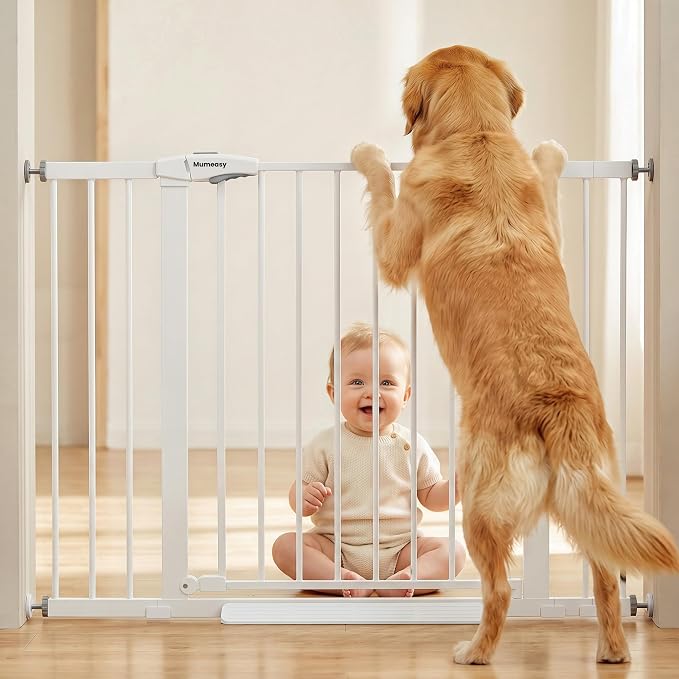 Mumeasy 29.7-46" Baby Gate for Stairs, Auto Close Dog Gate for Doorways