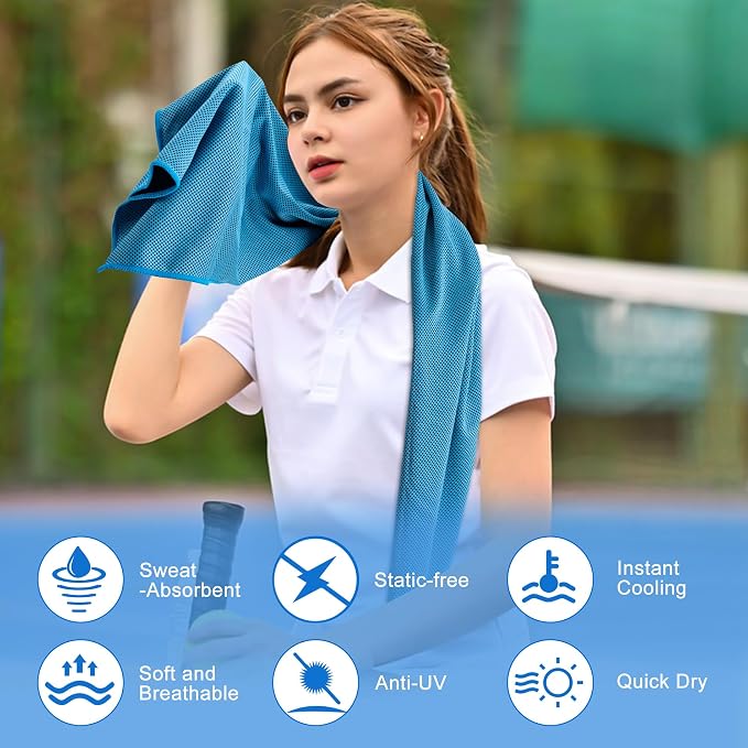 Aegero 4 Pack Cooling Towel (40"x12"), Cooling Neck Wraps,Soft Breathable Chilly Towel, IceTowel, Microfiber Towels for Yoga, Sport, RunninGym, Camping, Fitness, Workout & More Activities(Multicolor8)
