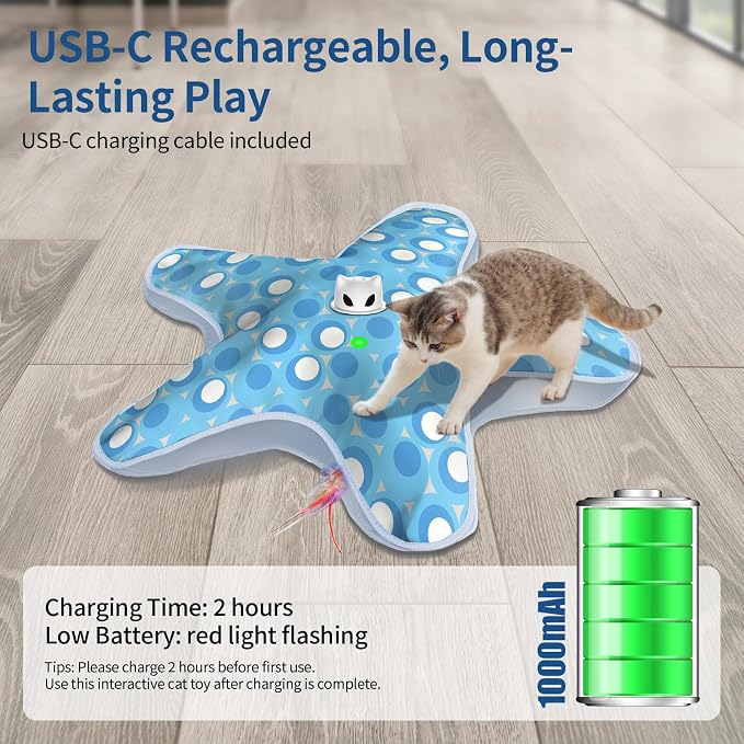 Interactive Cat Toys for Indoor Cats with Moving Concealed Feathers