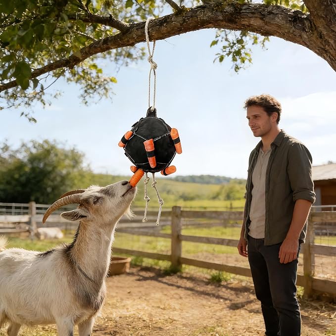 Horse Treat Ball Hay Feeder Holder 55x25cm Hay Dispenser Hanging Slow Feeding Toy for Goat Sheep Relieve Stress