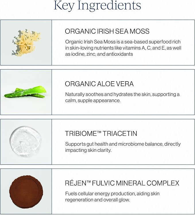 CYMBIOTIKA Irish Sea Moss Supplement, Organic Wildcrafted Sea Moss with Aloe Vera, Fulvic Minerals, Postbiotics, Gut, Immune, Skin Support, On The go Packet, 52 Servings, 2 Month Supply