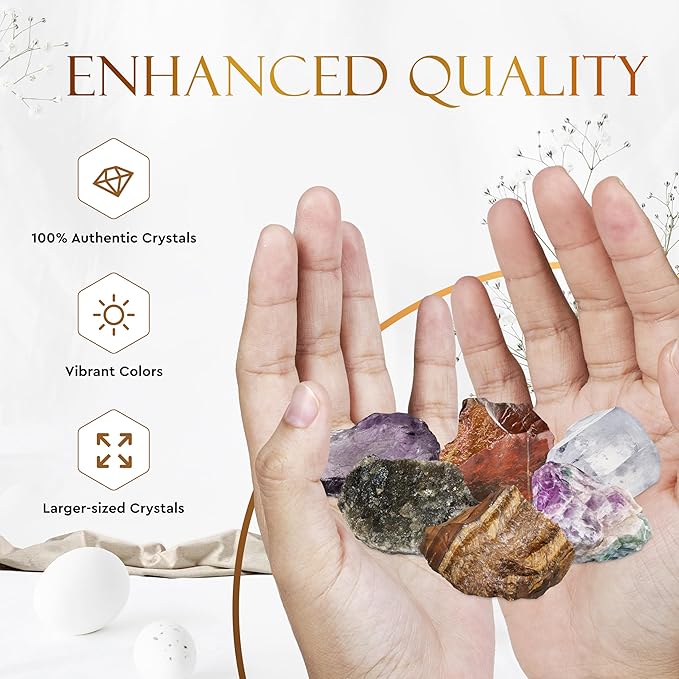 Wyspell Pisces Crystal Set - 6 Raw Pisces Crystals and Healing Stones - Pisces Gifts for Women - Birthday Gifts for Women - Astrology Gifts for Women - Zodiac Crystal Set - Healing Gifts