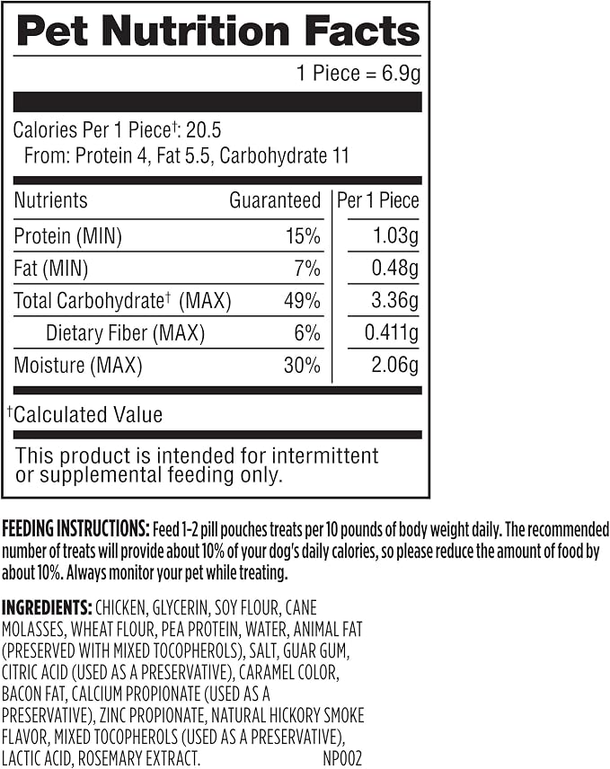 Milk-Bone Pill Pouches Dog Treats, Hickory Smoked Bacon Flavor, 30 Count Bags (Pack of 2)