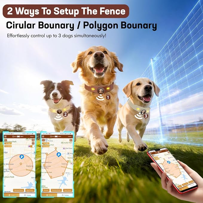 GPS Dog Collar Fence System No Subscription, Wireless Fence for Dogs