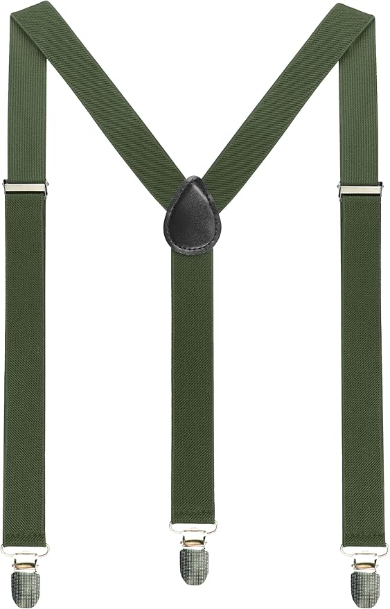 JEMYGINS Solid Color Mens Suspender with 3 Strong Clips Adjustable Braces