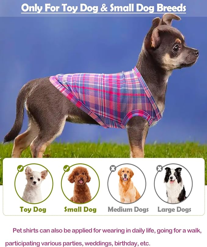 PET SHOW 4 Pack Paw Bone Printed Dog Clothes Shirts Soft Vest Lightweight Sleeveless Cats Doggies T-Shirts Puppies Tank Top Tee for Small Medium Dogs White Black Pink Blue (X-Large, Pink for Girls)