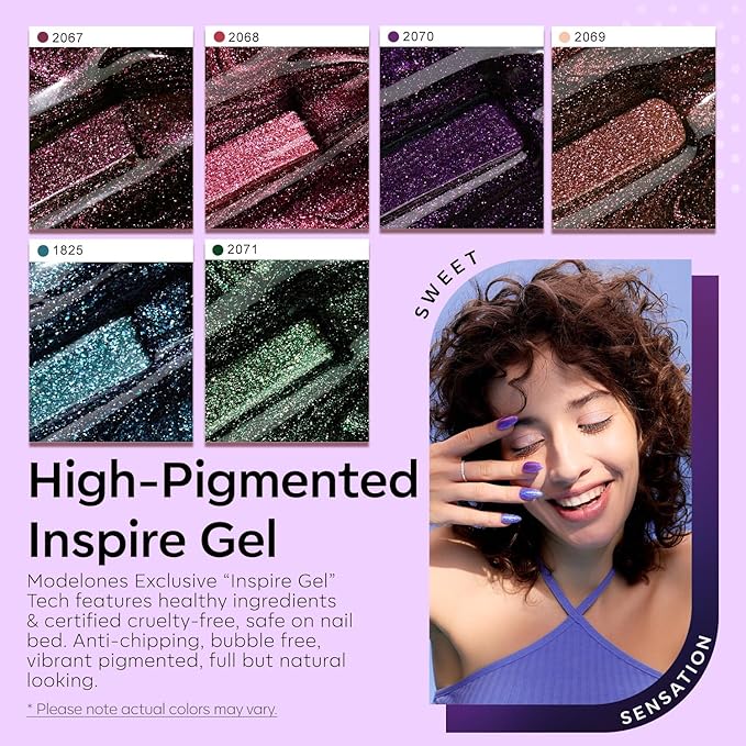modelones Chameleon Gel Nail Polish Set - 6 Colors Winter Aurora Gel Polish Kit Blue Green Purple Red Brown Glitter Gel Polish Soak Off LED Nail Lamp Gel Nail Kit Home Gift DIY Salon for Women