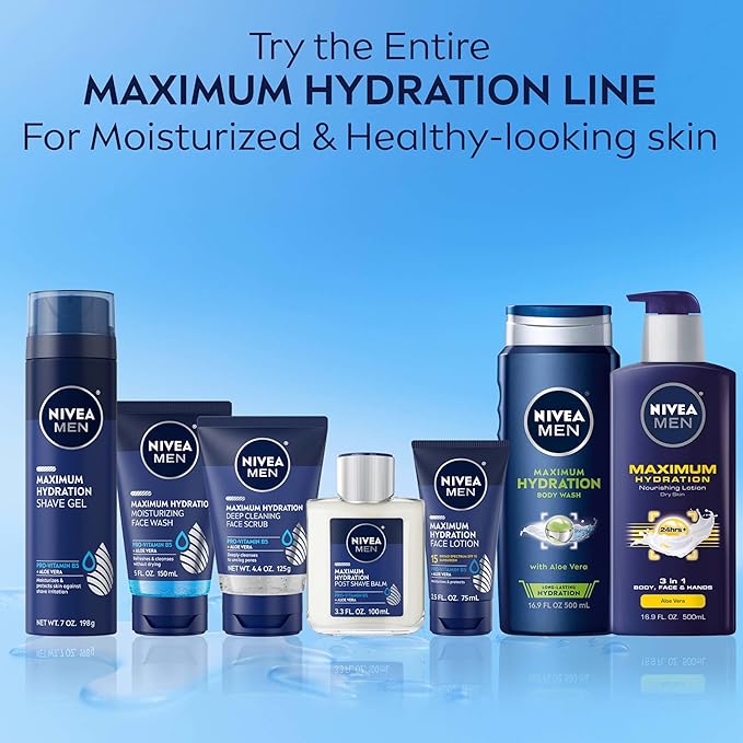 NIVEA MEN Maximum Hydration Face Wash, Face Wash with Provitamin B5 and Aloe Vera, Refreshes and Cleanses without Drying, 5 Fl Oz Tube
