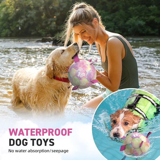 QDAN Dog Balls, Dog Soccer Ball with Straps,Puppy Girl Dog Toys, 6 Inch