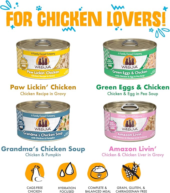 Weruva Classic Cat Food, Paw Lickin Pals Trial Variety Pack, 3oz Can, Pack of 4