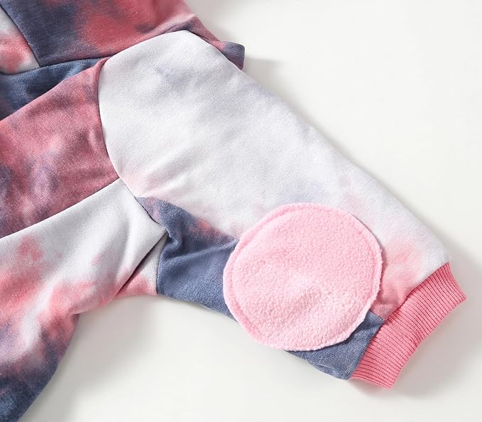 Dog Cotton Tie dye Hoodie Pink Grey Pullover Sweatshirts Soft and Stretch Pets Clothes Hooded for Medium Large Dogs(Pink Grey L)