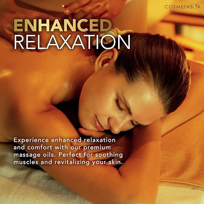 Cosmetasa Massage Oil Spa Gift Set for Women – Relaxing Lavender, Warming Arnica & Nourishing Citrus & Coconut Oils – Includes Roller Ball, Thumb Saver & Hot Stones – Self Care Kit & Body Massage Oils