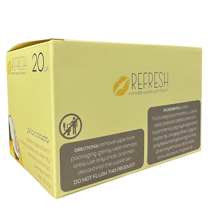 Flavored Feminine Wipes for Women - 20 Count -, Individually Wrapped - pH Balanced Flavored Intimate Wipes - (Pina Colada)
