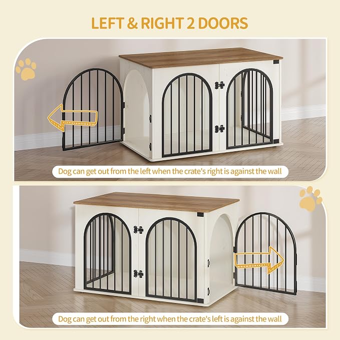 39.4" Wooden Dog Crate Furniture, Indoor Dog Kennel Dogs Cage for Small/Medium/Large Dogs, Heavy Duty Dog Crates Decorative Pet House End Side Table TV Stand, White Brown DFC84114B | Dog Kennel Furniture Wooden Dog Cage Heavy Duty Dog Crate Decorative ...