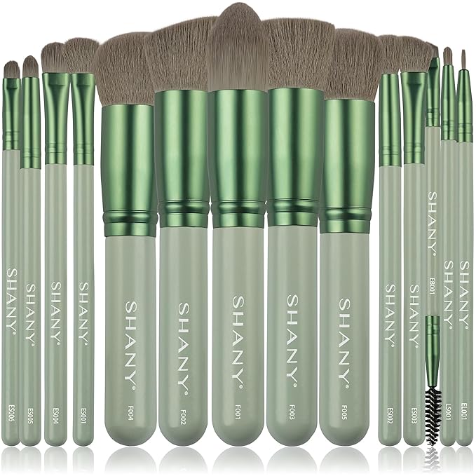 SHANY14 Piece Makeup Brush Set – Elite Cosmetics Brush Collection - Complete Kabuki, Eyes, Face, powder, foundation Makeup Brush Set - Emerald