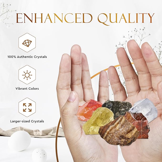 Wyspell Leo Crystal Set - 6 Raw Leo Crystals and Healing Stones - Leo Zodiac Gifts for Women - Leo Healing Gifts - Birthday Gifts for Women - Astrology Gifts for Women - Zodiac Crystal Set