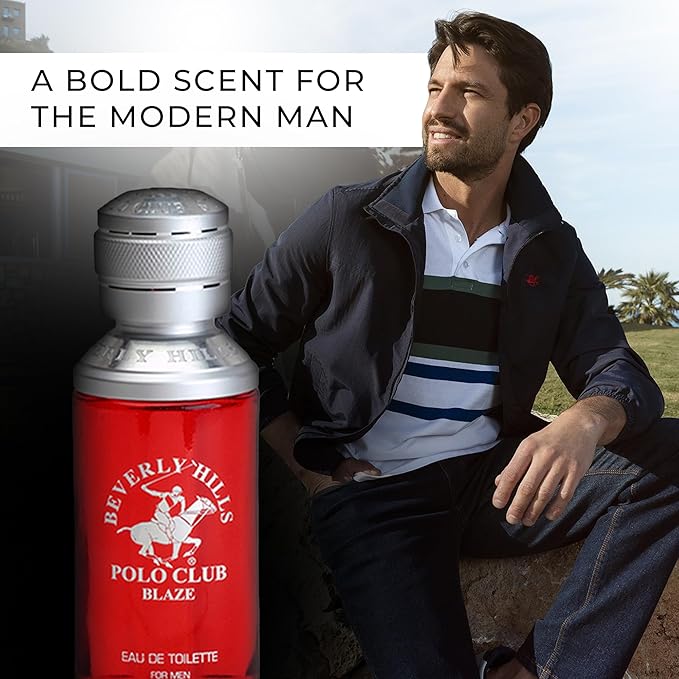 Beverly Hills Polo Club BLAZE - Cologne for Men with Notes of Cedar & Basil - Fresh & Classy Fragrance Scent - Eau De Toilette Spray 3.40fl.oz / 100ml
