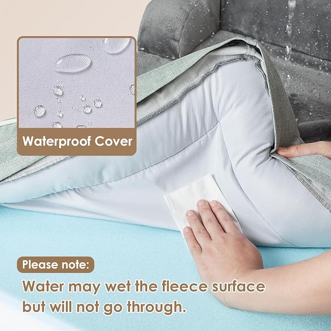 EHEYCIGA Orthopedic Small Dog Bed, Waterproof Memory Foam Washable Pet Beds | Non-Slip Bottom and Egg-Crate Foam Medium Pet Couch Bed with Washable Removable Cover, Greyish Green