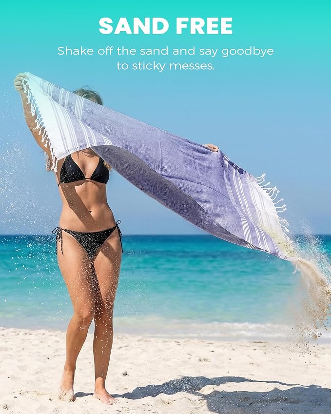 2 Packs Cotton Turkish Beach Towels Quick Dry Sand Free Oversized Bath Pool Swim Towel Large Extra Xl Big Blanket Adult Travel Essentials Cruise Accessories Must Haves Clearance Vacation Stuff