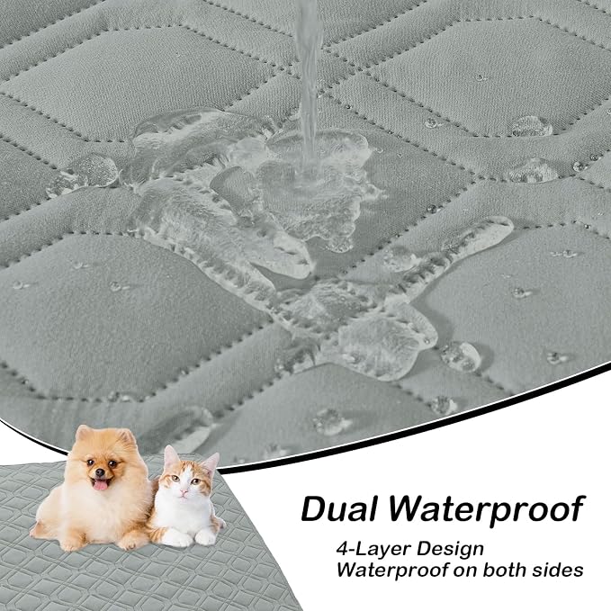 Waterproof Dog Bed Blanket - Soft Pet Blanket & Sofa Cover for Dogs | Reversible Washable Furniture Protector, Couch Covers for Pets (52x82 Inch, Grey/Dark Grey)