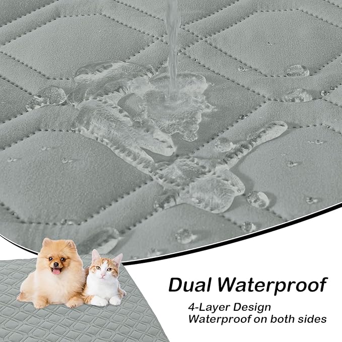 Waterproof Dog Bed Blanket - Soft Pet Blanket & Sofa Cover for Dogs | Reversible Washable Furniture Protector, Couch Covers for Pets (30x70 Inch, Grey/Dark Grey)