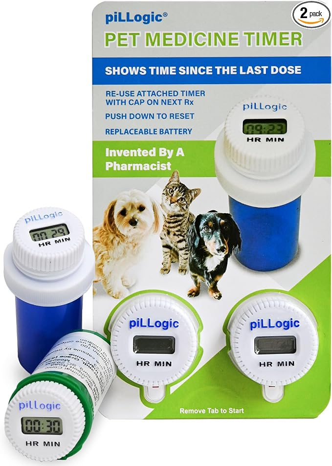 Pet Medicine Timer-Pill Bottle Organizer-Medication Tracker-Reminder- Shows How Long Since Last Dose-Attach to Original Prescription Bottle Cap