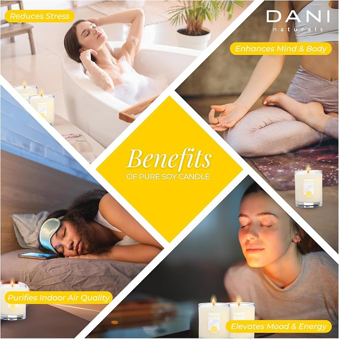 DANI Naturals Sandalwood Vanilla 100% Soy Wax Candle, Non-Toxic, 7.5oz | Vegan,soy wax candle,Clean-burning with organic cotton wick,Warm sandalwood vanilla scent,Made in USA