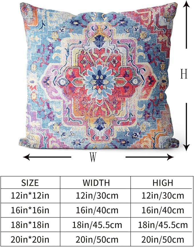Snycler Antique Boho Hereke Rug Print Boho Throw Pillow Cover 16x16 Inch Set of 2 Double Sided Decorative Soft Throw Pillow Case Cushion Case for Home Decor Living Room Bed Couch Car