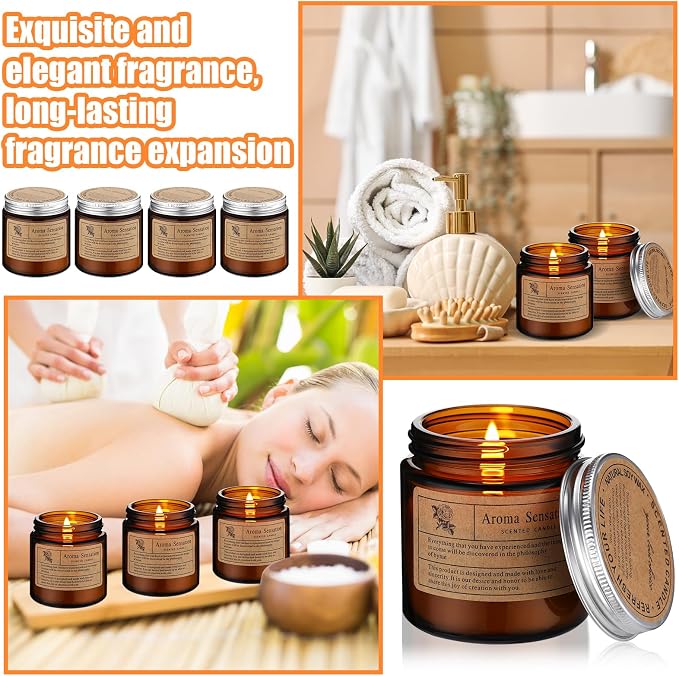 Threlaco 6 Pcs Christmas Soy Candles for Women Gift Bulk Soy Scented Wax Aromatherapy Candles for Women Home Long Lasting Candle Gifts Set in Glass Jar Xmas Gift Birthday Coworker Employee Anniversary