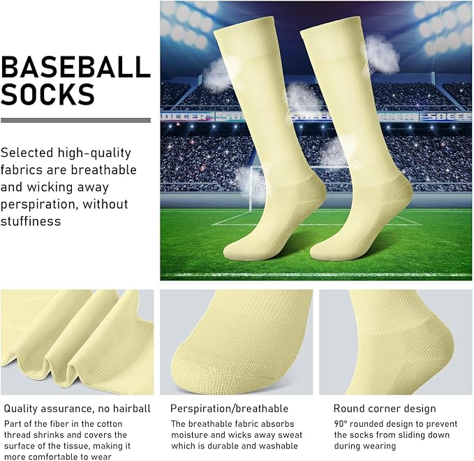 Zhanmai Baseball Belt and Socks Combo Adjustable Softball Socks and Elastic Waist Belt for Youth Boys Girls, Adult