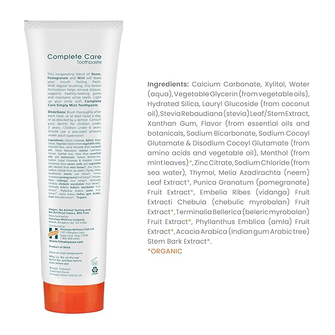Himalaya Botanique Complete Care Toothpaste - Herbal, Mint, Fluoride-Free, SLS Free - 5.29 Oz, 4 Pack