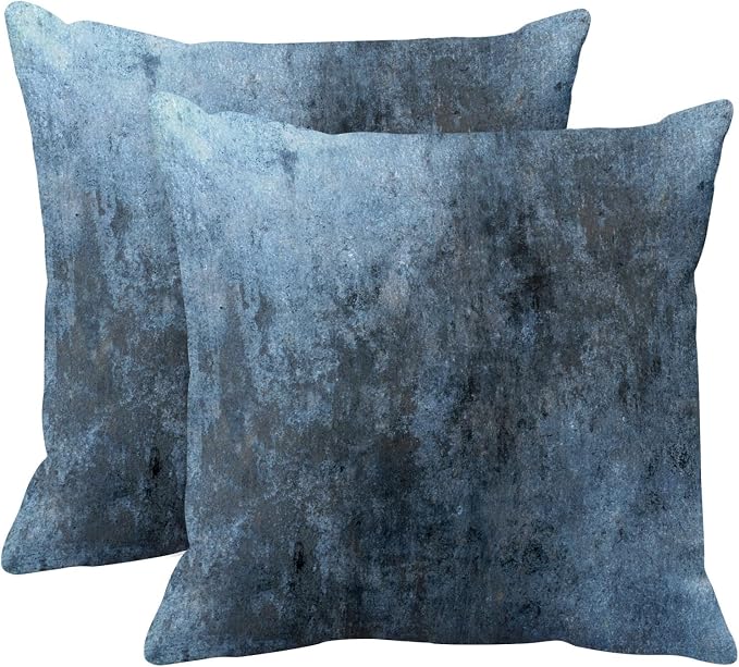 Emvency Throw Pillow Covers Set of 2, 18 x 18 Inch, Abstract Blue | Retro Modern Contemporary Outdoor Decorative Square Pillow Cases Couch Cushion Case for Couch Bed Sofa Living Room Home Decor