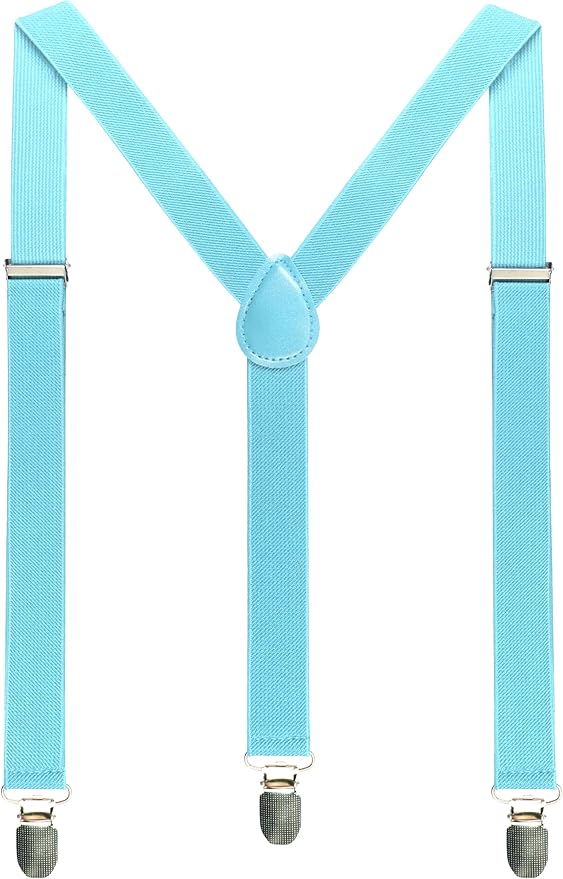 JEMYGINS Solid Color Mens Suspender with 3 Strong Clips Adjustable Braces