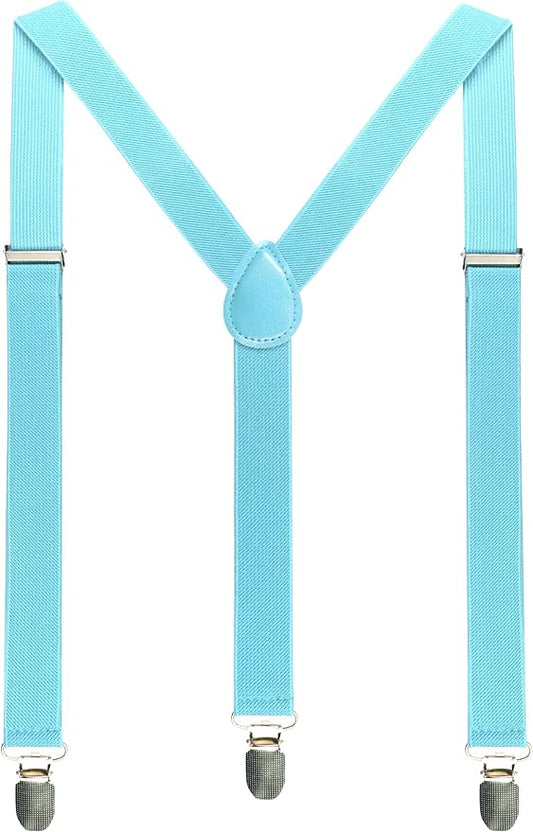 JEMYGINS Solid Color Mens Suspender with 3 Strong Clips Adjustable Braces